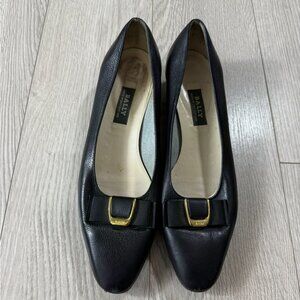 Bally Vintage Black Leather Kitten Heels